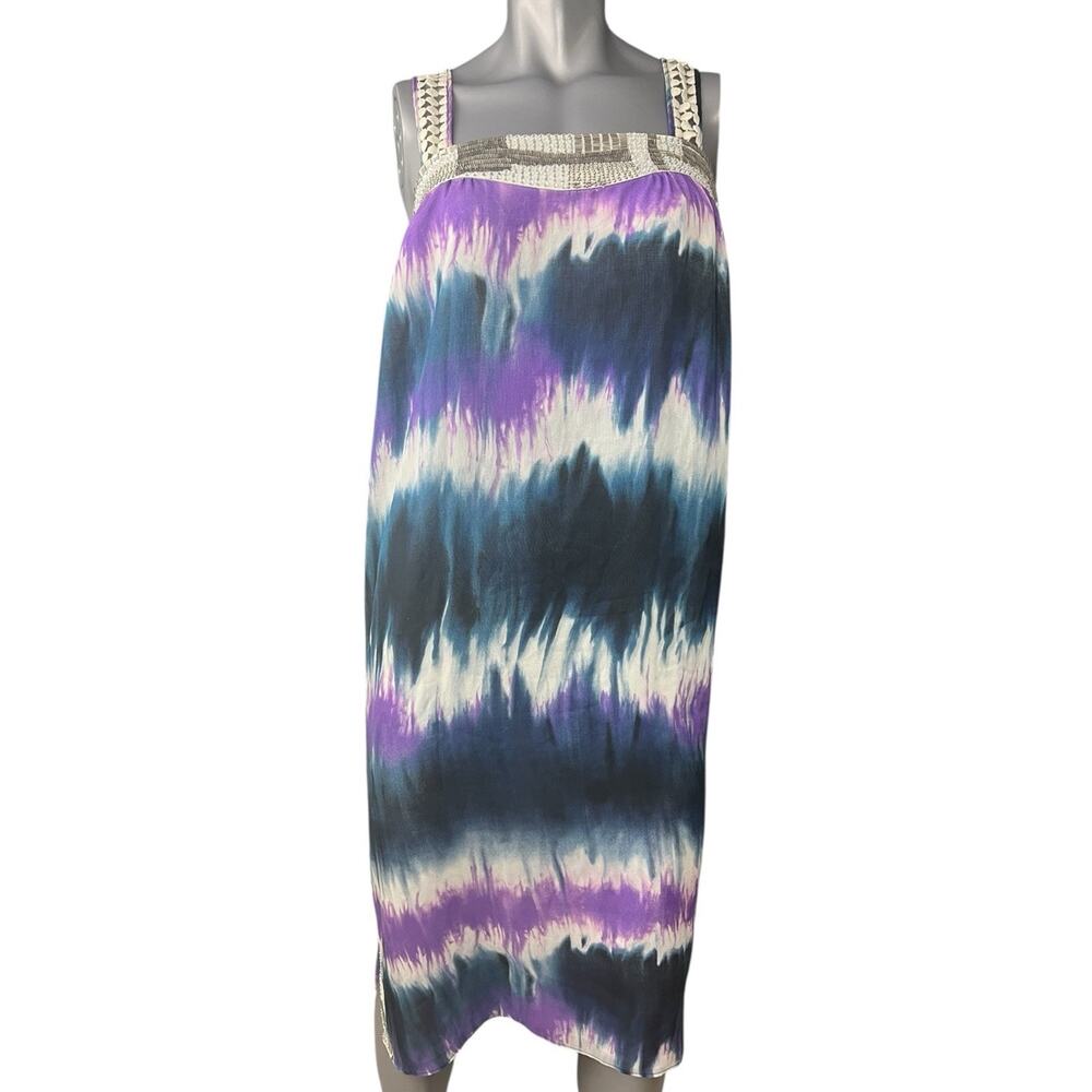 Calypso St. Barth Silk Jeweled Tie Dye Mini Dress 8 Embellished Vacation Resort